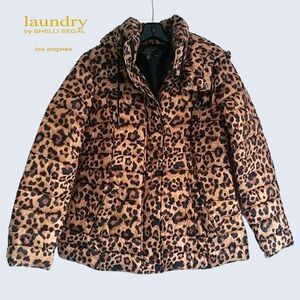 NWT Laundry Shelli Segal Leopard Quilted Hooded Puffer Jacket S Glam Winter Coat